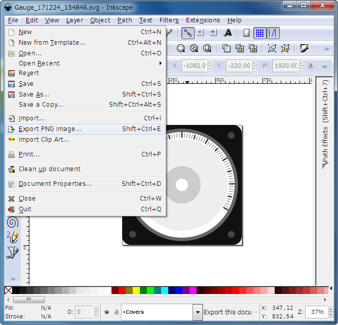 Select Export PNG in Inkscape